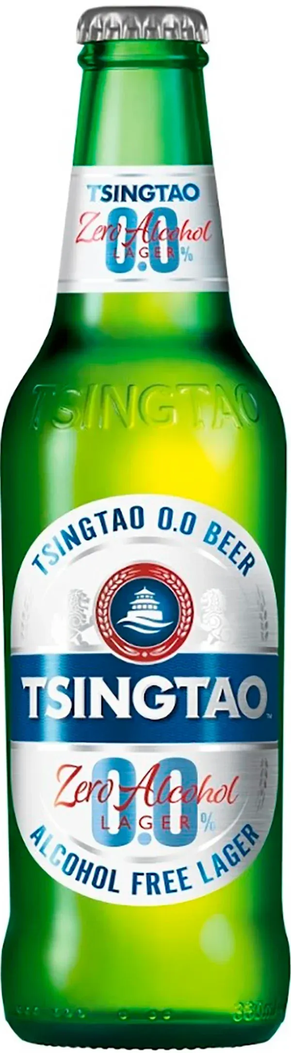 Tsingtao 0.0 non-alcoholic beer with a fruit-forward and malt-accented flavor profile, low calorie and alcohol-free lager