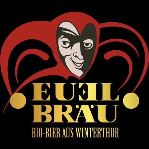 Euelbräu logo, a family-run organic brewery from Winterthur, Switzerland, known for handcrafted non-alcoholic and craft beers since 2006.