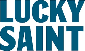 Lucky Saint logo featuring a golden ladybird, representing luck and alcohol-free brewing heritage from England and Bavaria.