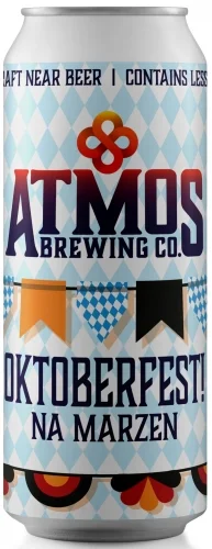 Athletic Brewing Oktoberfest non-alcoholic beer featuring a golden lager style with balanced malt and hop flavors against a plain background