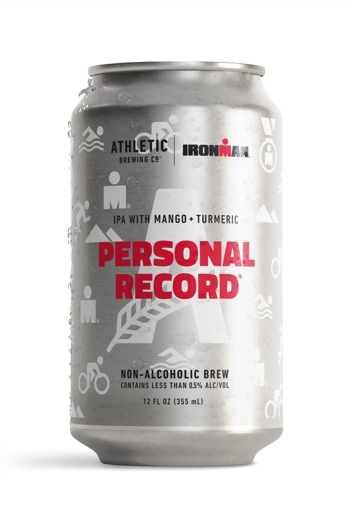 Personal Record non-alcoholic beer featuring an inviting tropical mango and turmeric profile designed for recovery and celebration