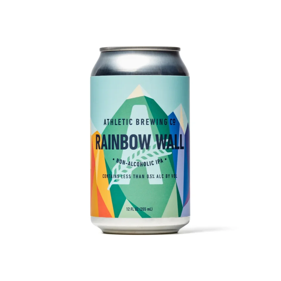Rainbow Wall non-alcoholic Blood Orange IPA by Athletic Brewing with a citrusy and hoppy profile celebrating Pride Month