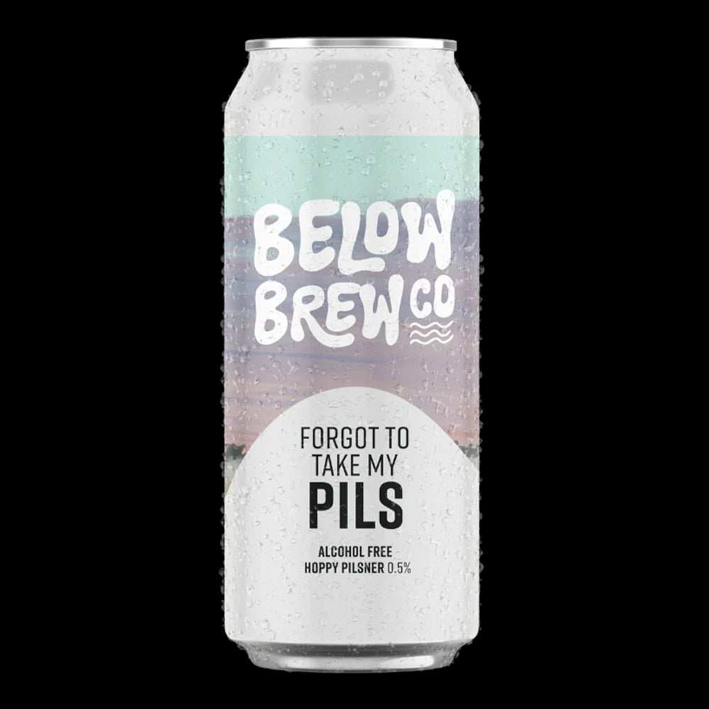 Forgot To Take My Pils by Below Brew Co features a refreshing, alcohol-free pilsner with a floral and crisp character perfect for outdoor enjoyment.