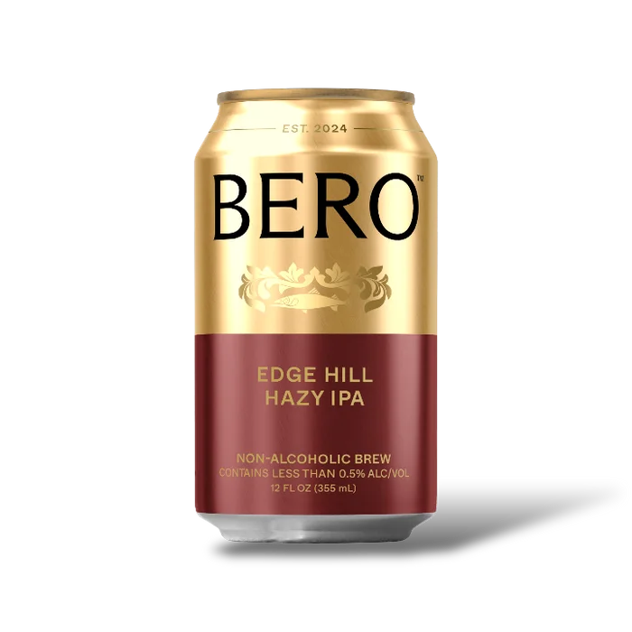 Bero Edge Hill Hazy IPA non-alcoholic beer showcasing a tropical, hazy IPA style with juicy, soft mouthfeel and low alcohol content