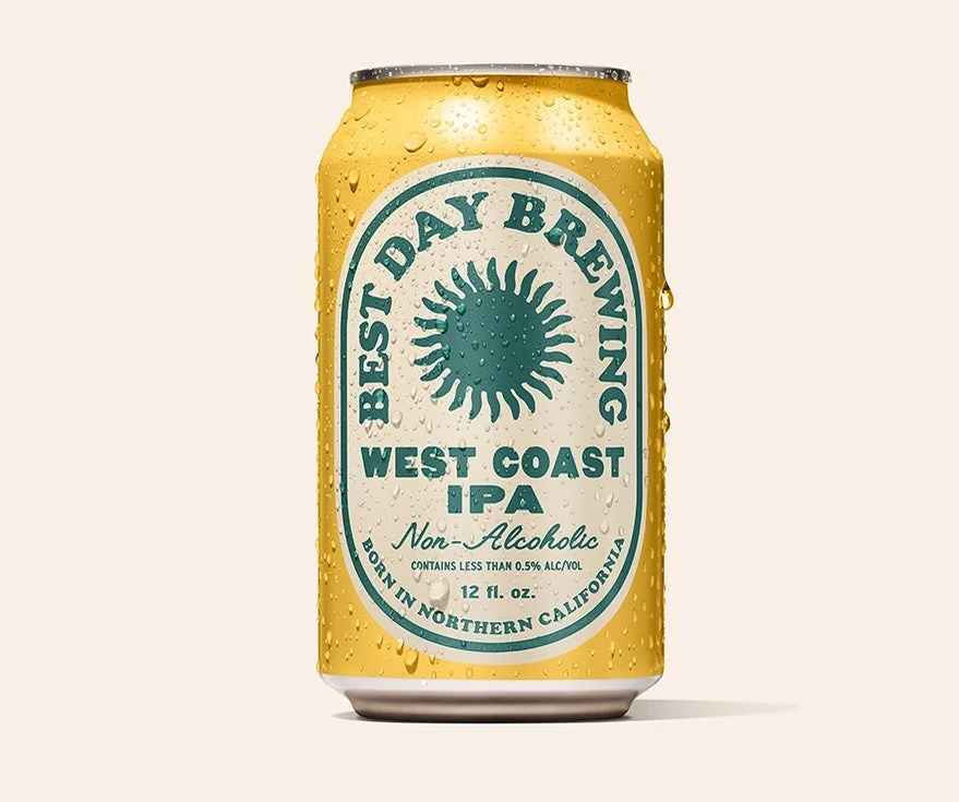 Best Day Brewing West Coast IPA alcohol-free beer with refreshing citrus and pine hop aromas capturing classic Cascade style