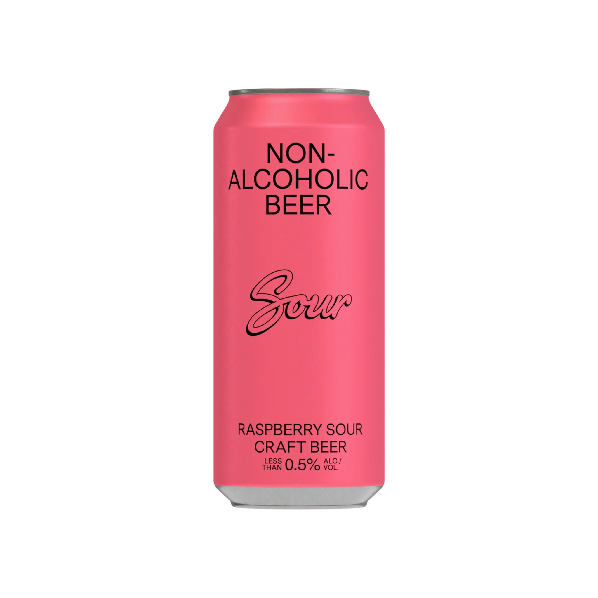 BSA Raspberry Sour non-alcoholic beer with dense purplish red body and fresh raspberry fragrance on a plain background