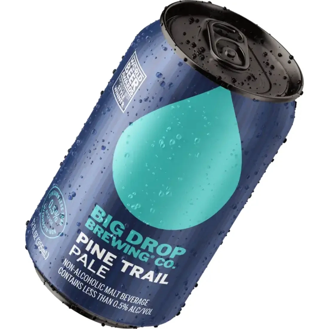 Pine Trail Pale Ale by Big Drop Brewing Co. showcasing a balanced non-alcoholic beer with citrus and pine notes, under 0.5% alcohol and low calorie