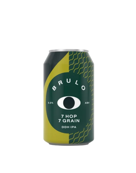 Brulo 7 Hops 7 Grains alcohol-free beer showcasing its rich blend of seven grains and aromatic hops with a smooth, tropical character