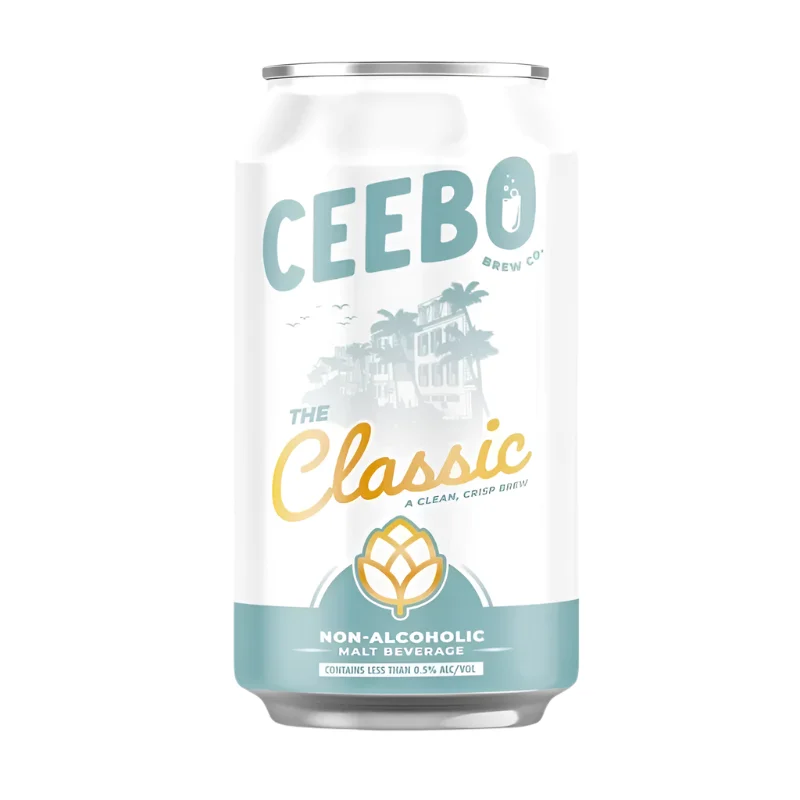 Ceebo The Classic non-alcoholic beer featuring a crisp, clean German-style pilsner with pale malt, rose petal, and green tea aromas and flavors