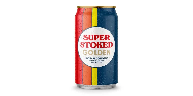 Image of Deschutes Brewery's Super Stoked Golden, a refreshing non-alcoholic golden lager against a clean background.