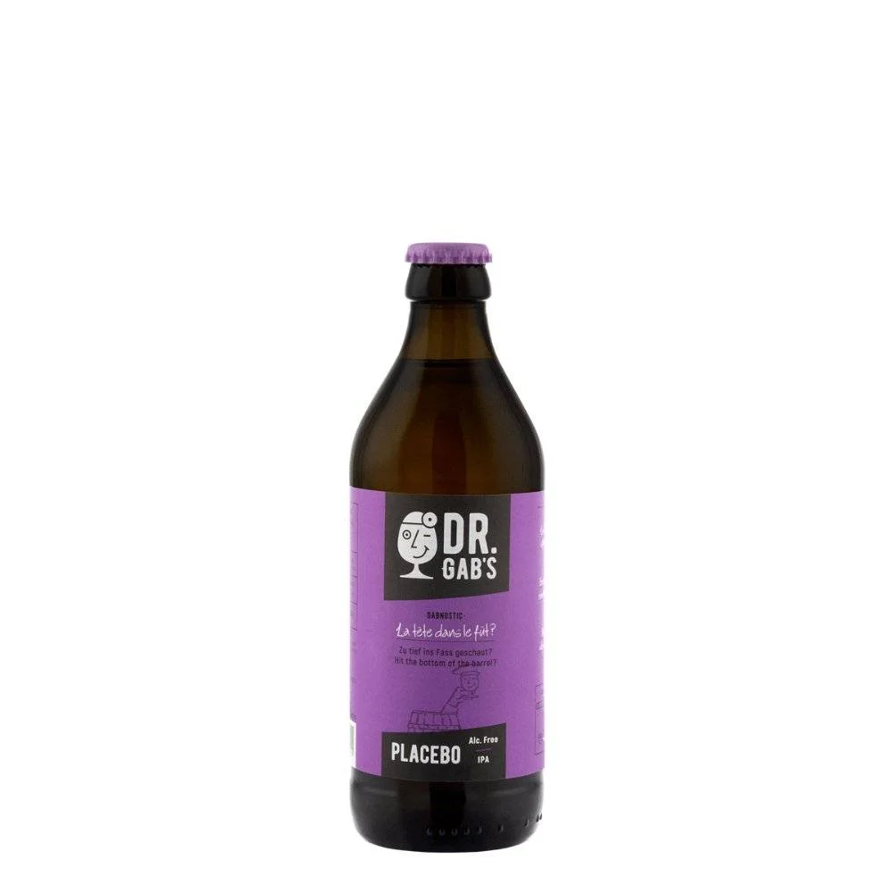 Dr. Gab's Placebo IPA alkoholfrei featuring fruity aromas and moderate bitterness in a non-alcoholic beer from Switzerland