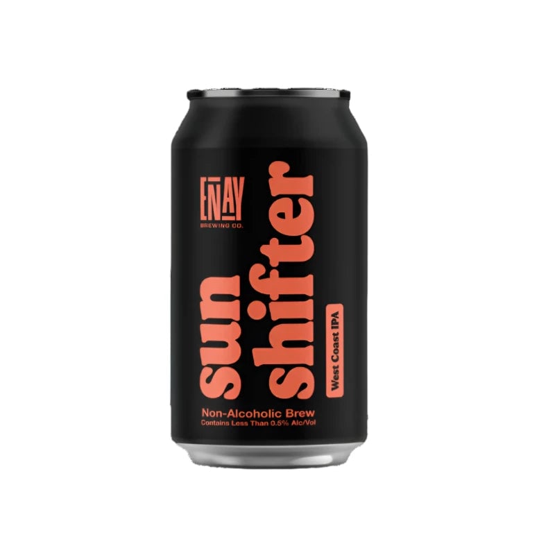 Sun Shifter West Coast IPA non-alcoholic beer showcasing bold hop flavors and crisp citrusy profile in a modern design
