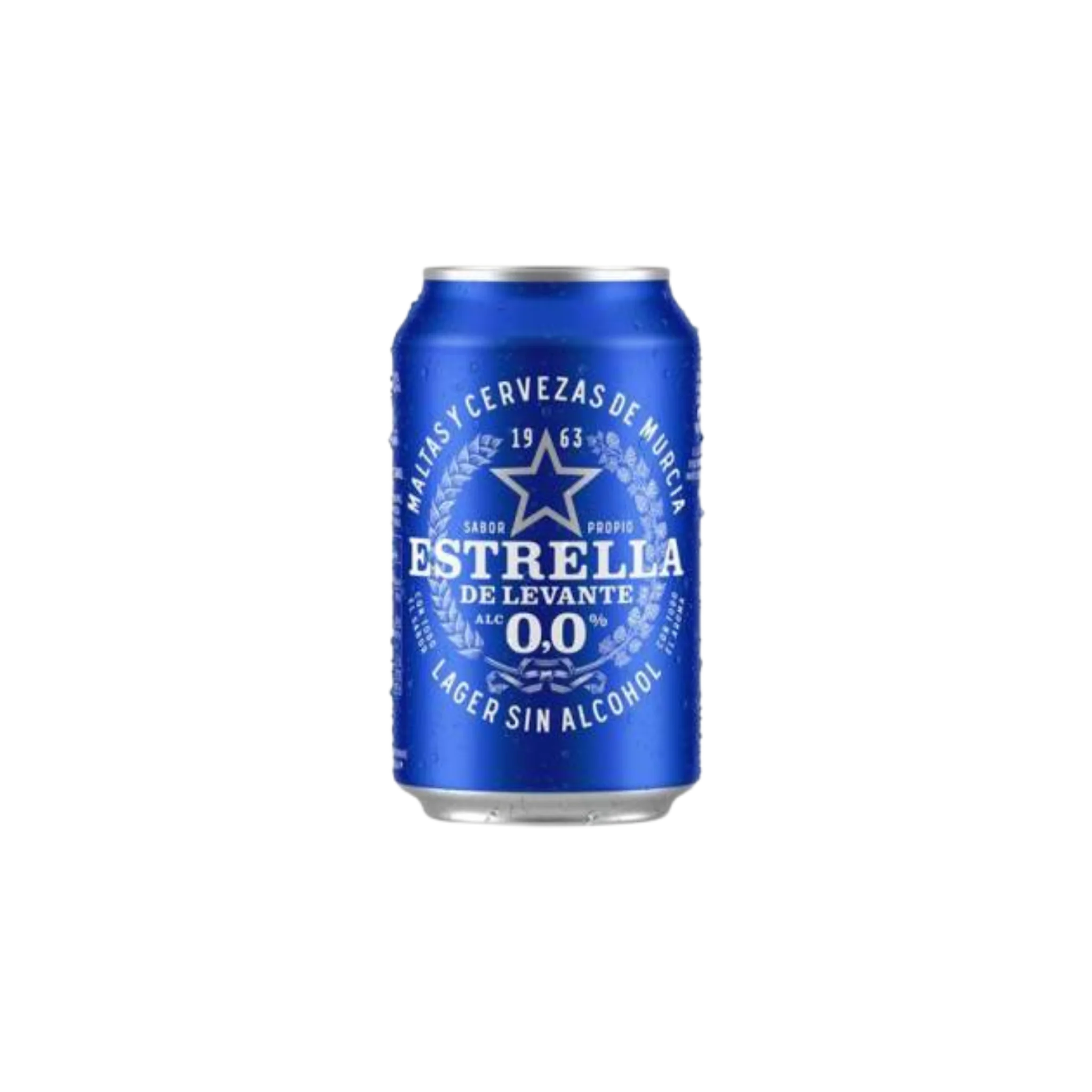 Estrella de Levante 0.0 Lager alcohol-free beer showcasing a fresh, balanced bitterness and authentic lager flavor with less than 0.5% alcohol