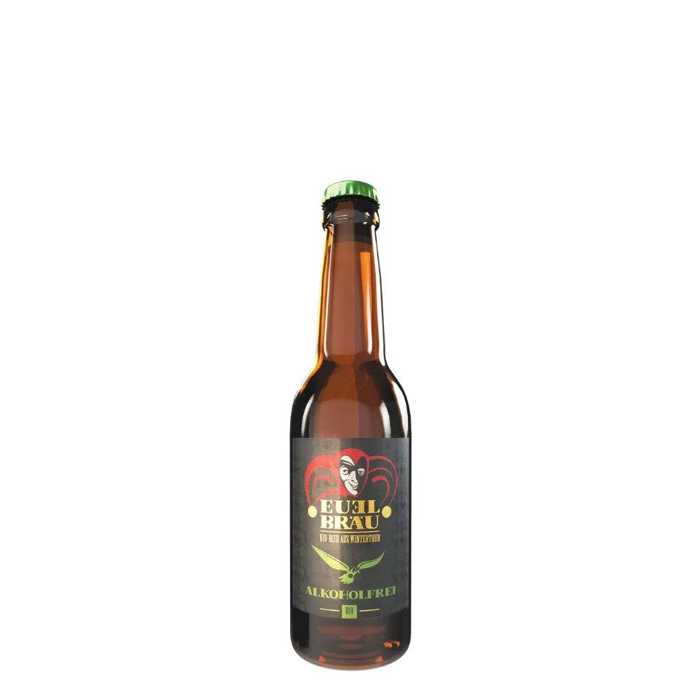 Euelbräu Alkoholfrei non-alcoholic beer featuring bright lager style with Cascade and Lemon Drop hops for a crisp and refreshing taste