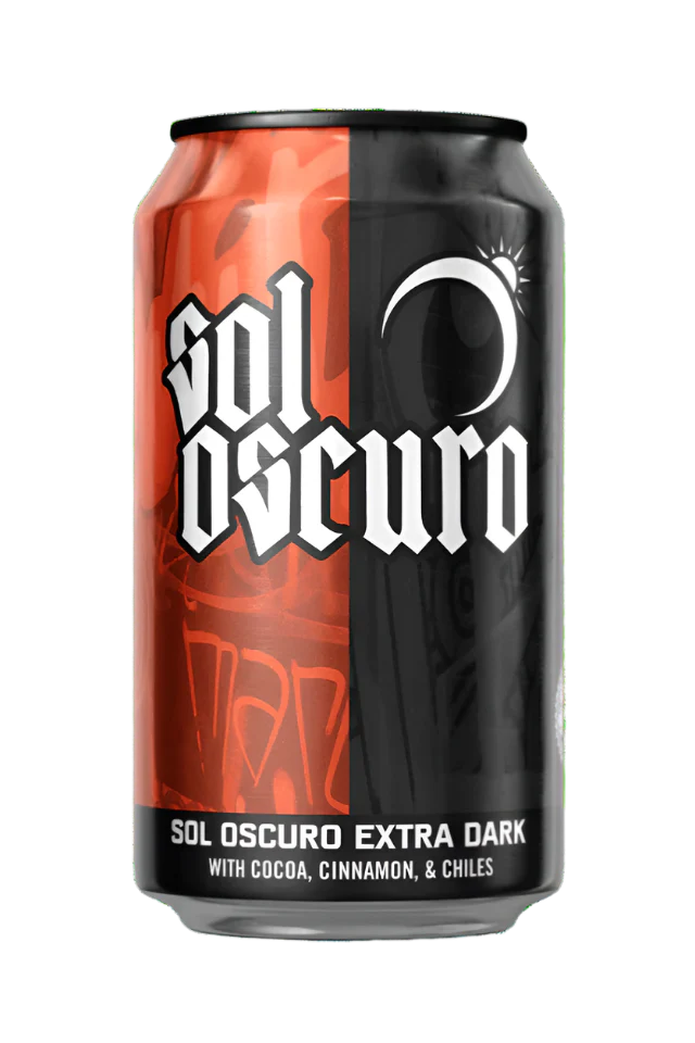 Sol Oscuro non-alcoholic beer featuring bold stout flavors with hints of cocoa, cinnamon, and chili for a rich and smooth alcohol-free beer experience.