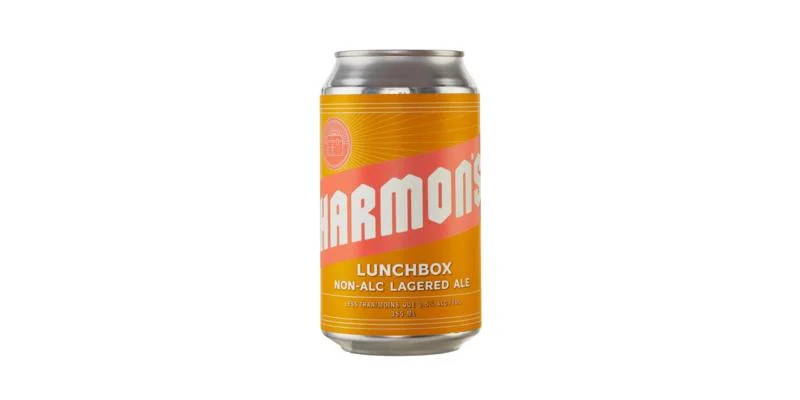 Harmon's Lunchbox refreshing certified organic golden lager style non-alcoholic beer with gentle noble hop character and light caramel malt sweetness