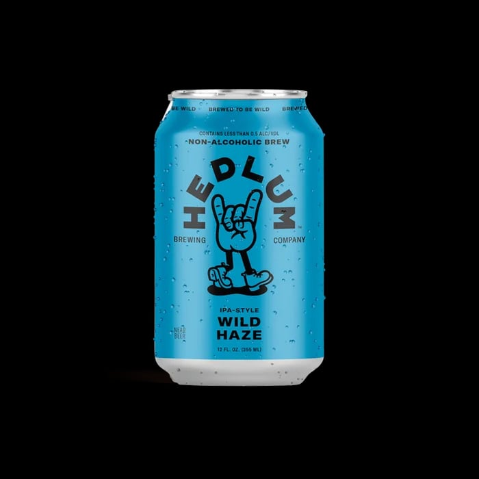 Hedlum Brewing Wild Haze IPA featuring a crisp, citrusy, non-alcoholic beer with under 0.5 percent alcohol and 70 calories per serving