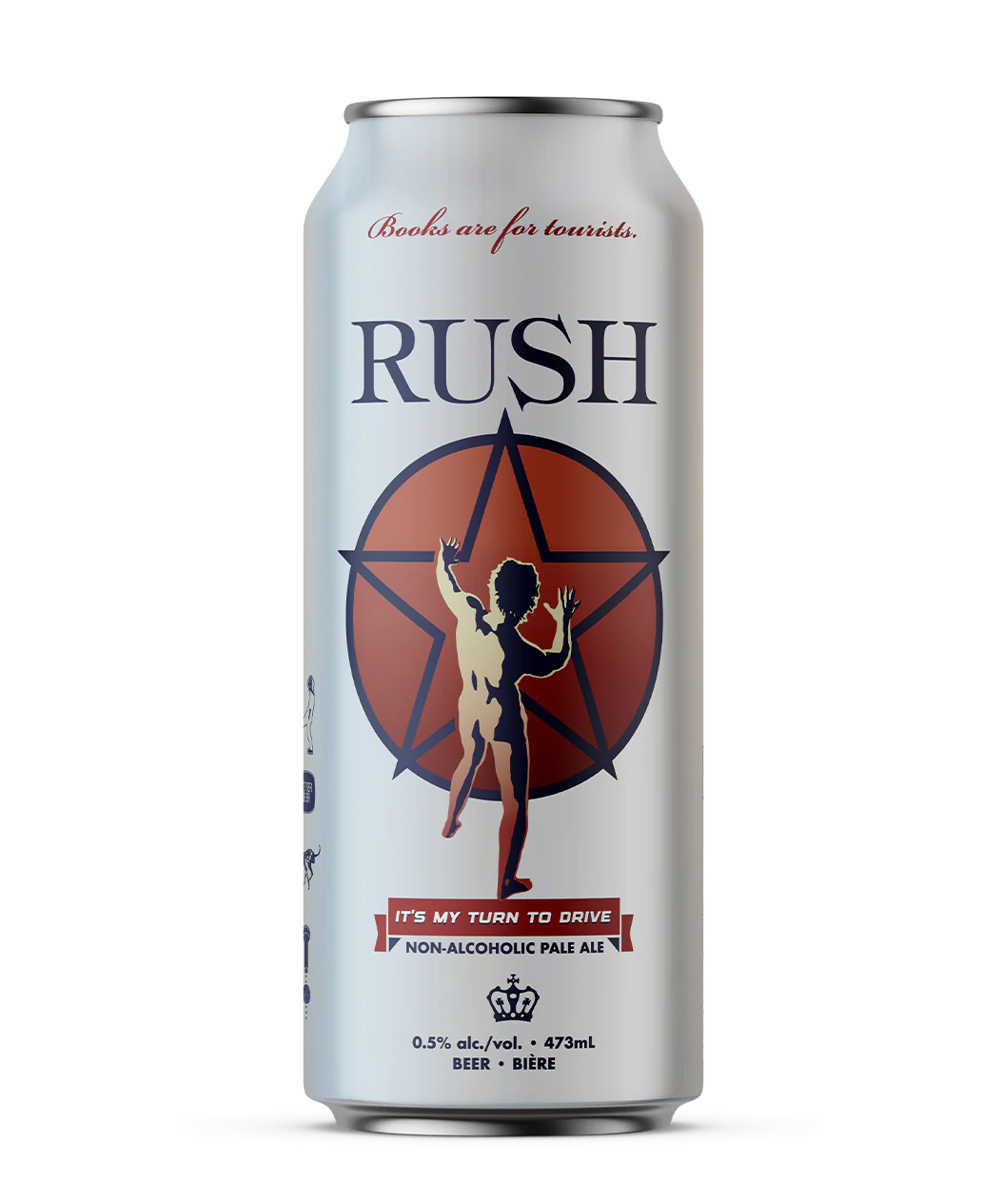 Non-alcoholic beer It's My Turn to Drive by Henderson Brewing celebrating Rush with smooth, malty West Coast Pale Ale flavor