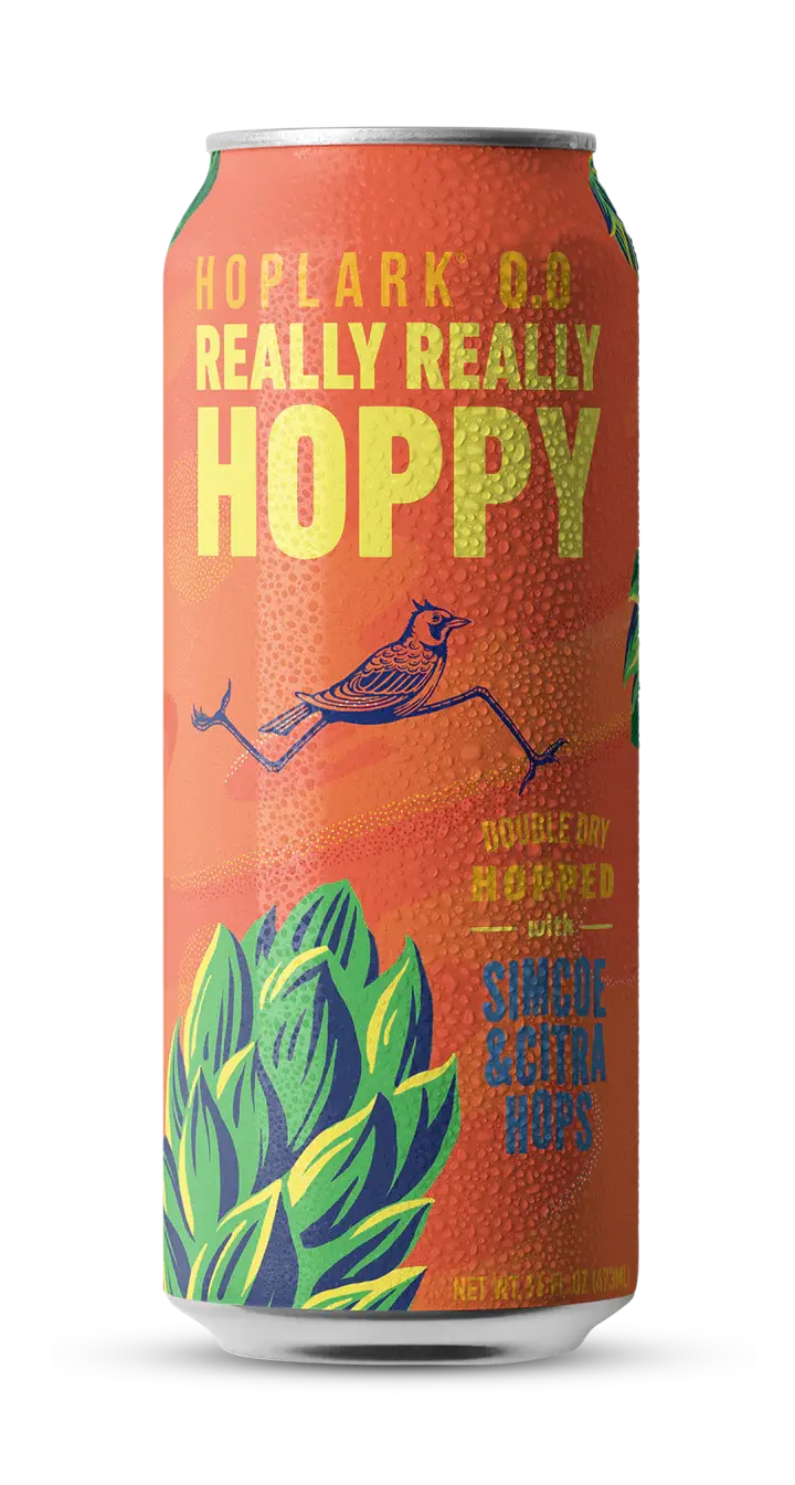 Hoplark 0.0 Really Really Hoppy non-alcoholic beer showcasing bold hop-forward flavor with zero alcohol, calories, and sugar
