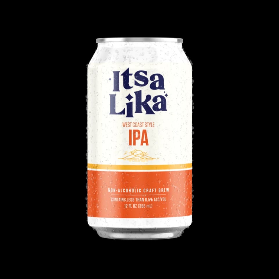 ItsaLika West Coast Style IPA non-alcoholic beer featuring bold hop aroma with piney and citrus balance for a refreshing craft experience