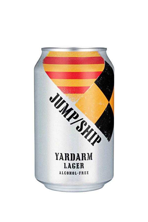 Jump Ship Yardarm Lager, a sparkling and refreshing non-alcoholic beer with subtle malt sweetness and zesty citrus hop finish