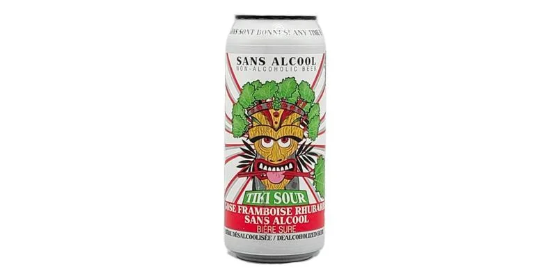 Lagabière Tiki Sour Gose Raspberry Rhubarb non-alcoholic beer showcasing its fruity and sour profile with raspberry and rhubarb notes