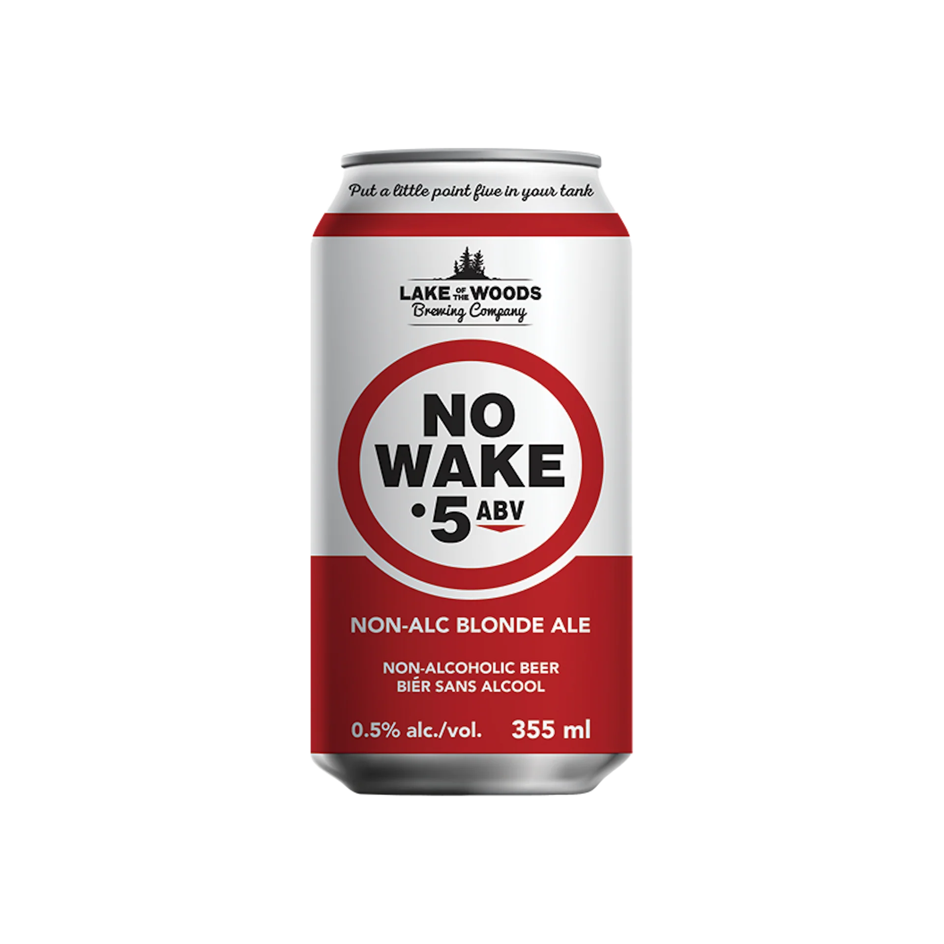 Smooth and refreshing non-alcoholic blonde ale from Lake of the Woods Brewing, showcasing a crisp, low-calorie alcohol-free craft beer