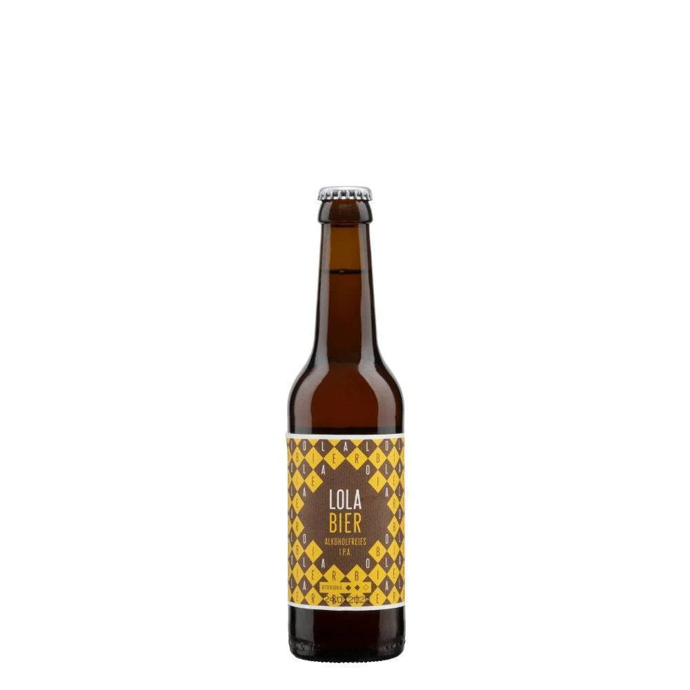 Lola Bier Alcohol Free IPA showcasing a fruity, hoppy alcohol-free beer with lively citrus and tropical aromas and smooth bitterness