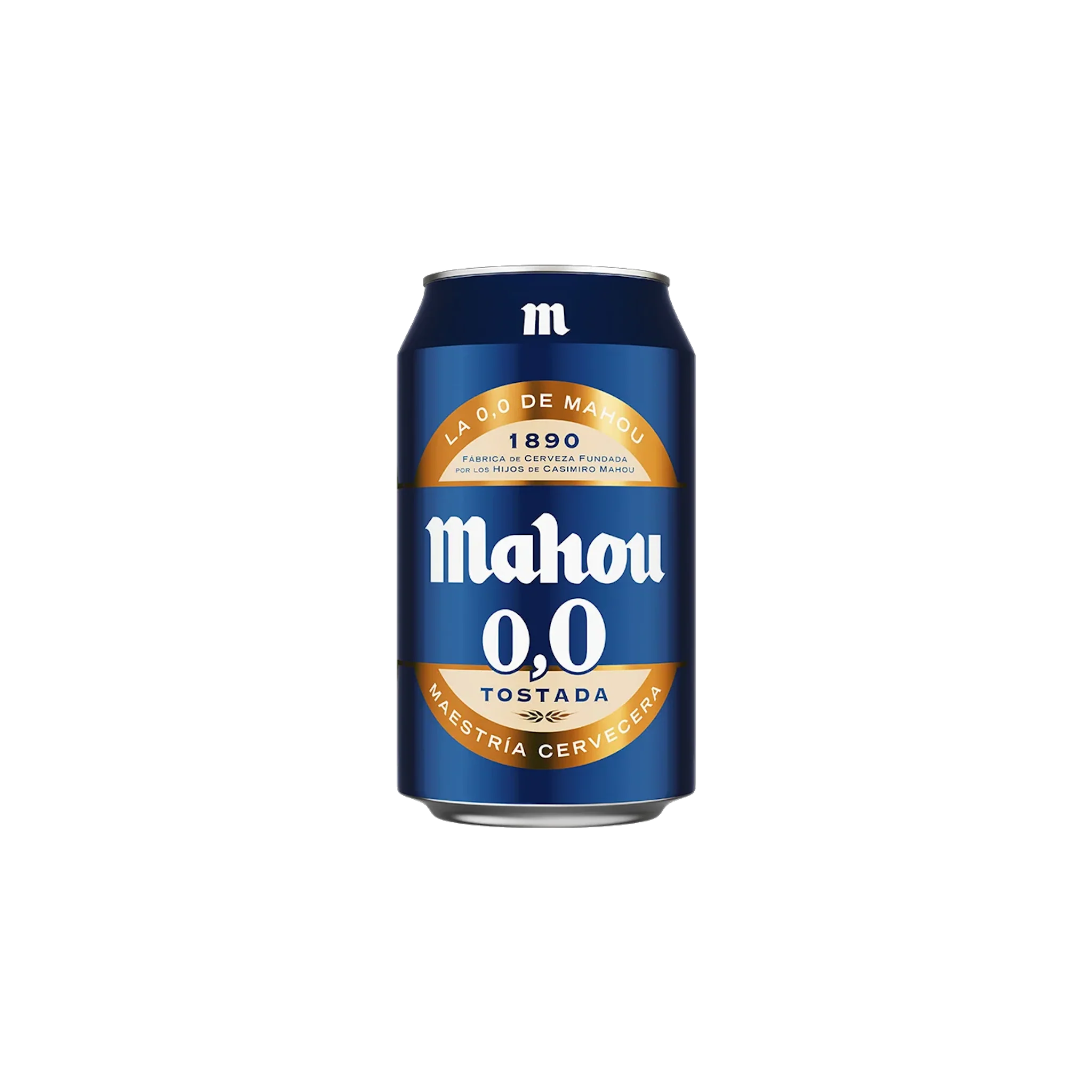 Mahou 0.0 Tostada alcohol-free beer with rich amber color and smooth, creamy finish showcasing toasted malts