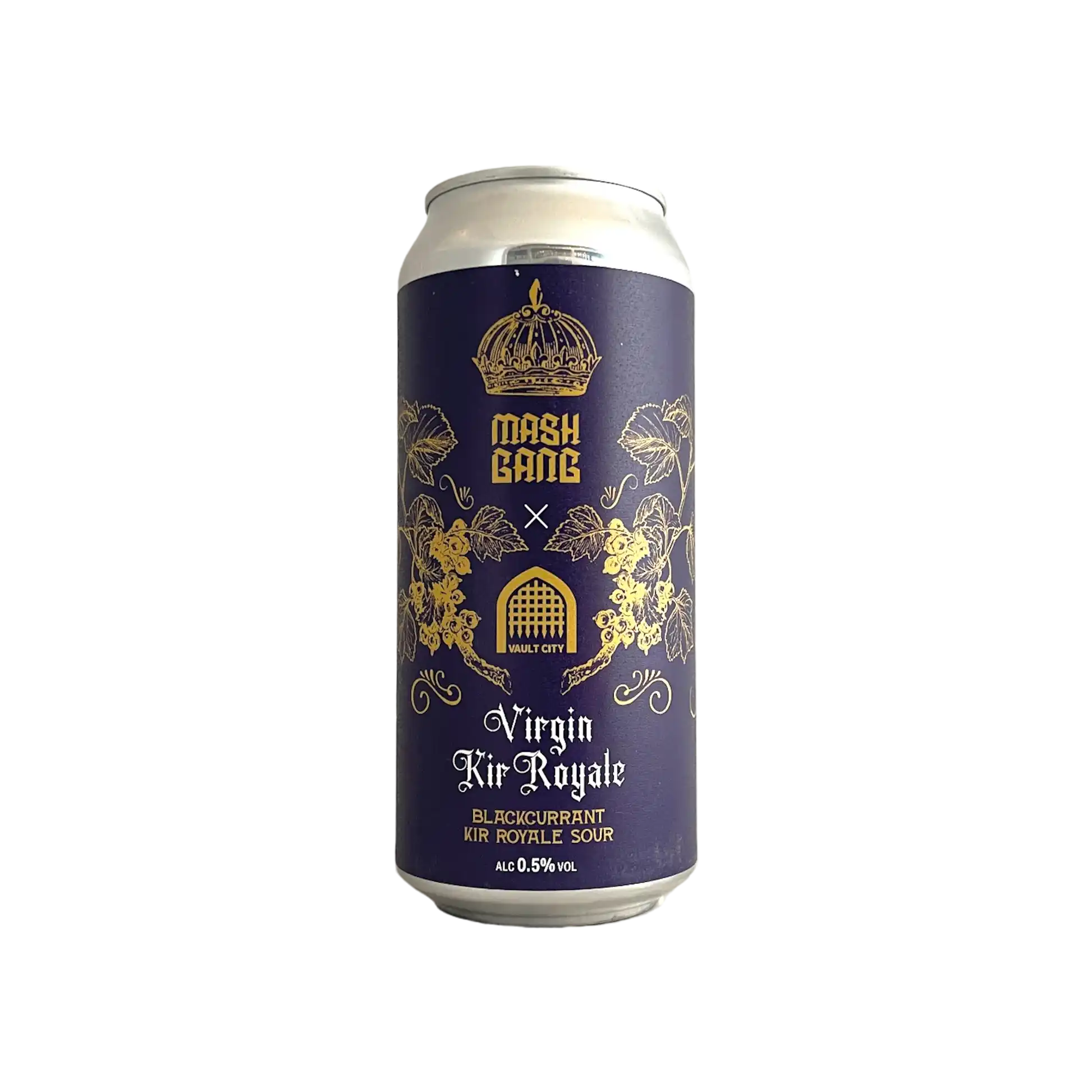 Virgin Blackcurrant Kir Royale, a vibrant non-alcoholic fruited sour beer with tart blackcurrant and white grape flavors
