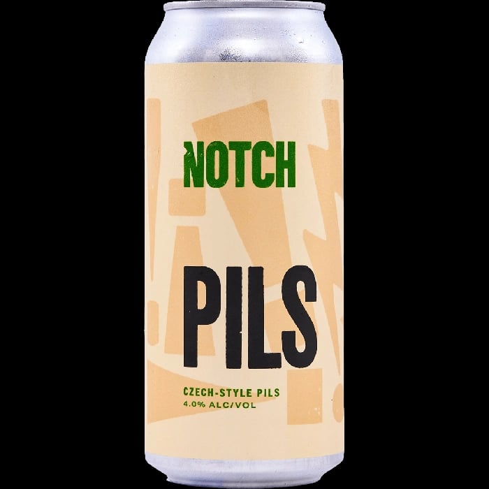Image of Notch Brewing Non-Alcoholic Craft Pilsner featuring a bright and crisp malt-forward non-alcoholic beer with subtle bitterness