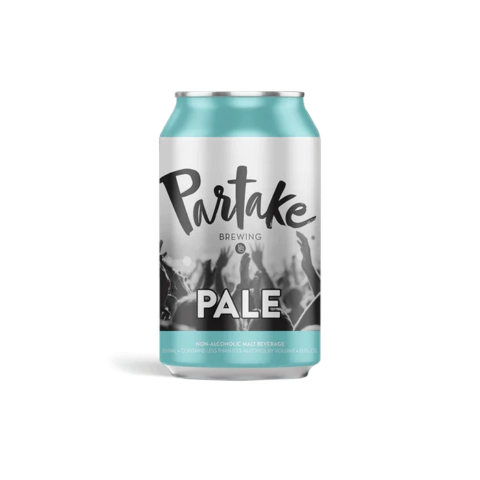 Partake Brewing Pale Ale zero-alcohol craft beer with citrus, grapefruit, and pine flavors, offering a crisp, dry finish for a healthy lifestyle