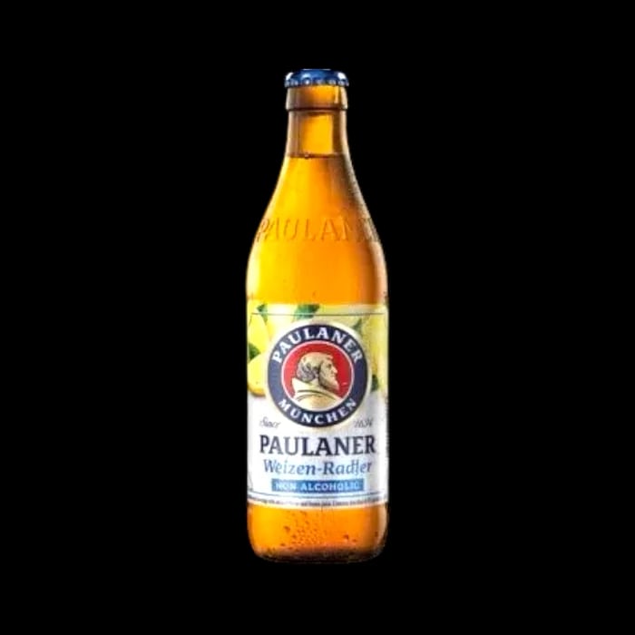 Paulaner 0.0 Alcohol-Free Lemon Hefeweizen Radler featuring refreshing citrus notes of lime, orange and lemon with a wheat beer base