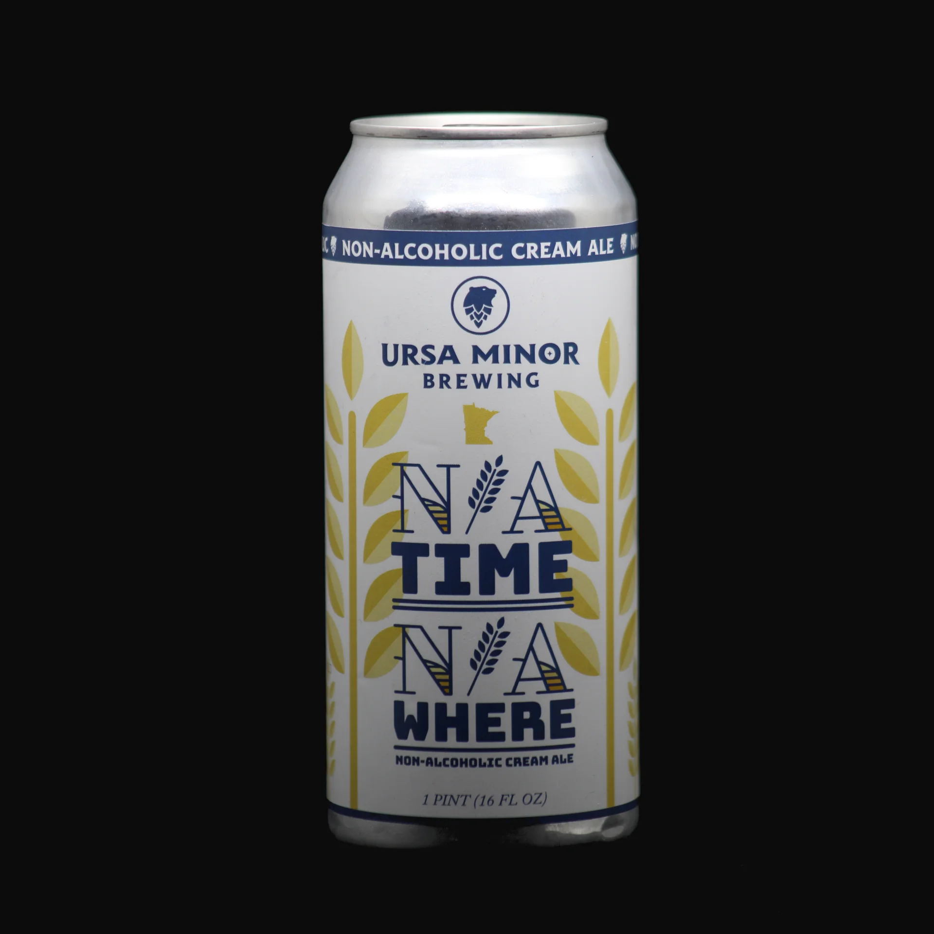 Image of Ursa Minor Brewing NA Time NA Where non-alcoholic cream ale showcasing smooth, light-bodied zero-alcohol beer with rich flavor profile