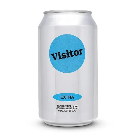 Visitor Extra IPA non-alcoholic beer featuring a clean, hoppy flavor with Mosaic and Amarillo hops and low-calorie gluten-reduced formula