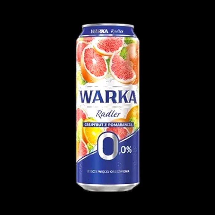 Refreshing Warka 0.0 Alcohol-Free Grapefruit Radler non-alcoholic beer with citrus fruit flavors and light malt character