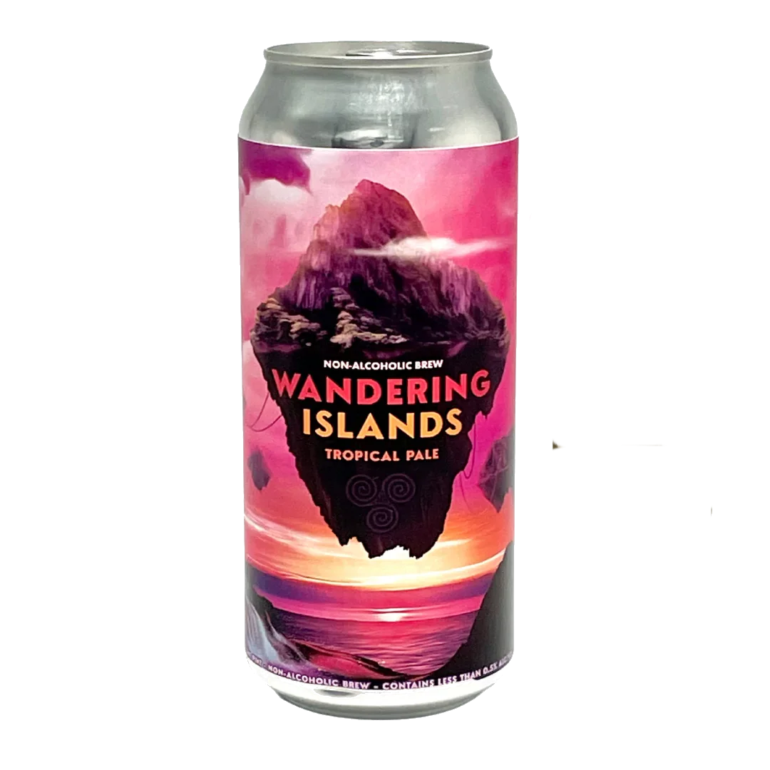 Wandering Islands non-alcoholic tropical pale ale featuring tropical fruit flavors with a low-alcohol content and a socially impactful partnership