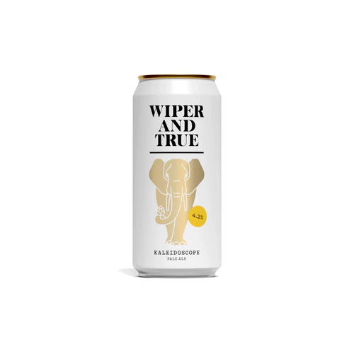 Wiper and True Kaleidoscope non-alcoholic pale ale featuring bright citrus and vibrant fruit flavors in a low-alcohol beer.